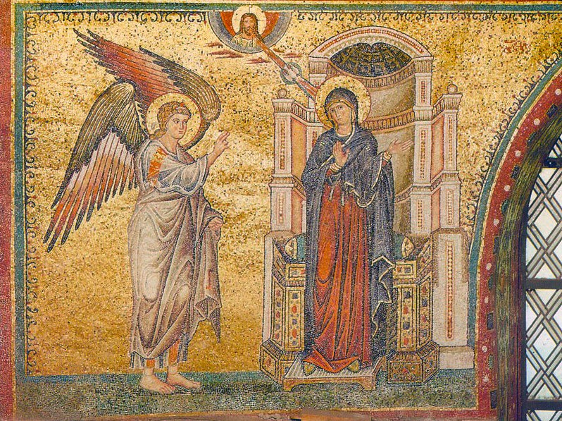 14-Благовещение. Мозаика храма Санта-Мария-Мадджоре. 1295 г.